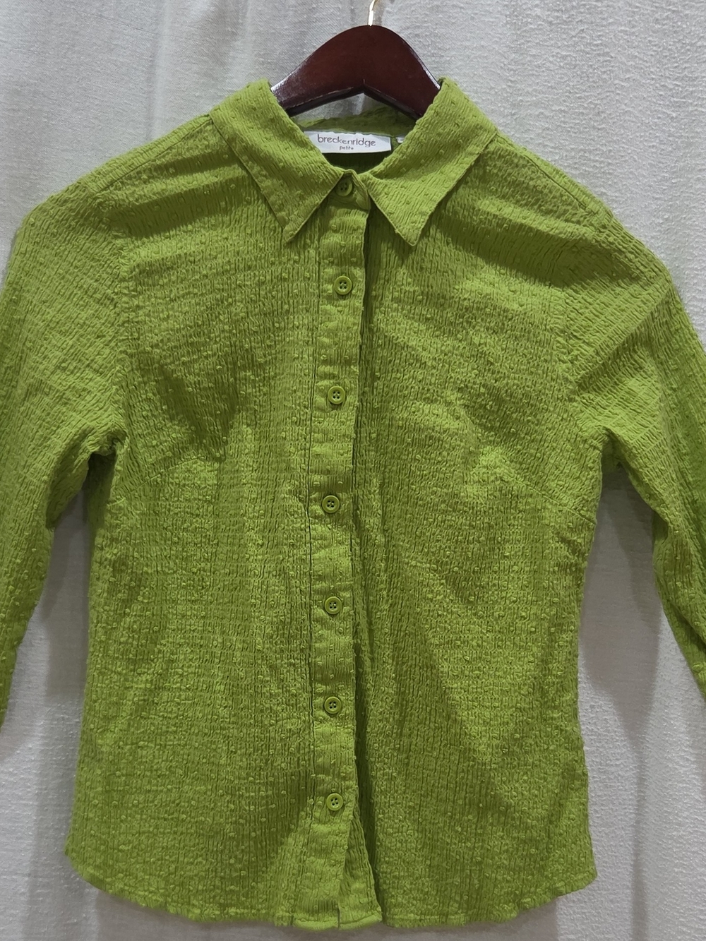 breckenridge Chartreuse Textured Button-Up Blouse
